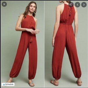 Anthropologie Elevensenses Burnt Orange Jumpsuit